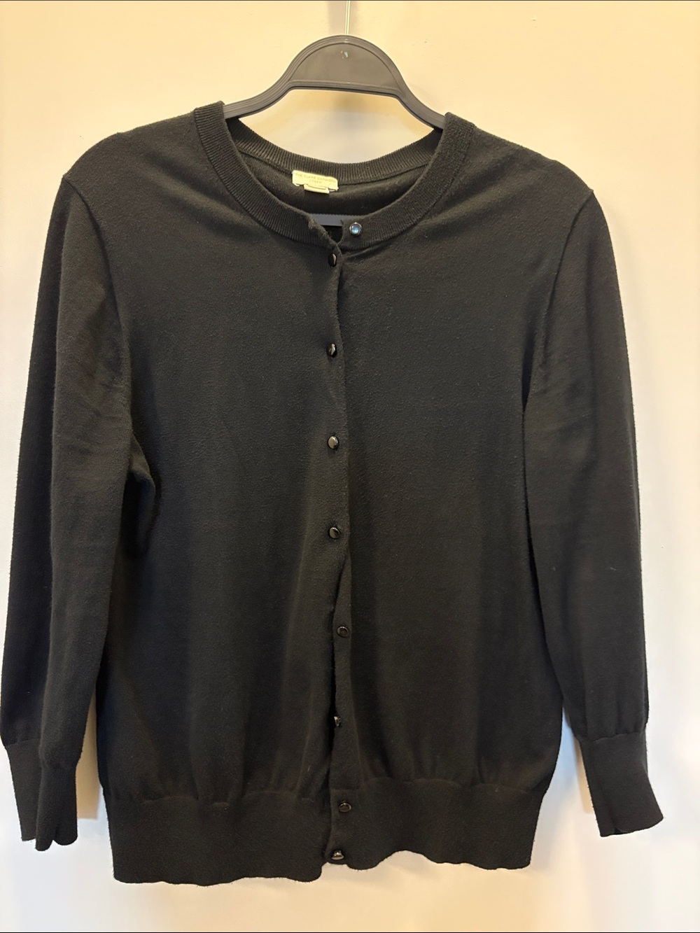 J.Crew Clare Black Cardigan (100% cotton, 3/4 sleeves), Size XL
